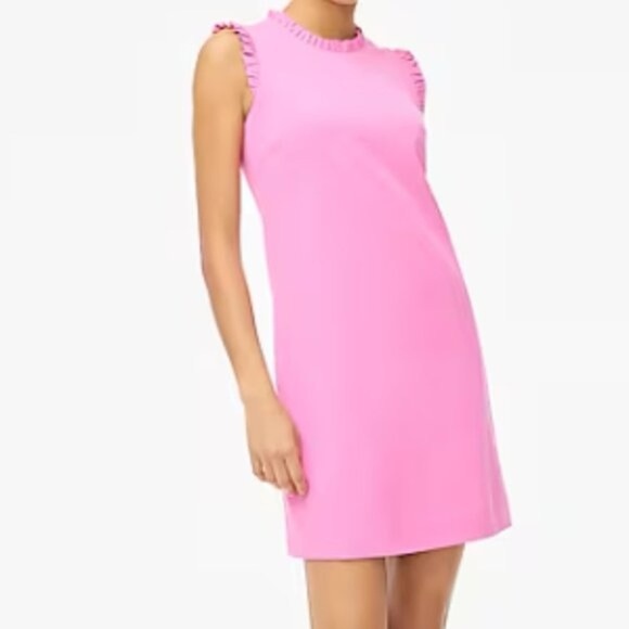 J. Crew Ruffleneck Suiting Bubblegum Pink Dress Women’s size 16 NEW - Picture 1 of 16